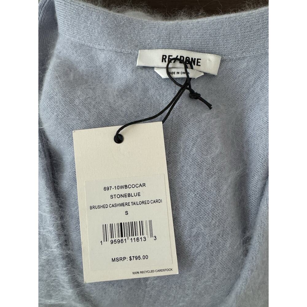RE/DONE Brushed Cashmere Cardigan Sweater Women’s Small Stone Blue $795 - Picture 6 of 9